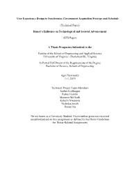 User Experience Design to Synchronize Government Acquisition Strategy and Schedule