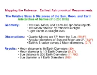 Earliest Astronomical Measurements the Relative