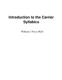 Introduction to the Carrier Syllabics