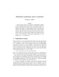Minimalist Grammars and Recognition
