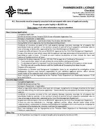 Pawnbroker Licensing Application