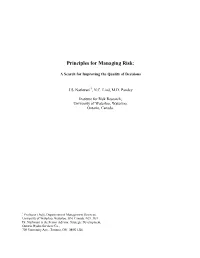 Principles for Managing Risk
