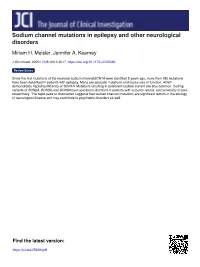 Sodium Channel Mutations in Epilepsy and Other Neurological Disorders