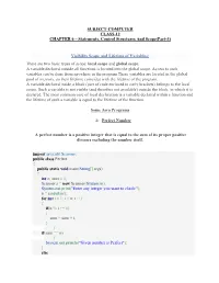 Statements, Control Structures and Scope(Part-3) Visibility Scope And