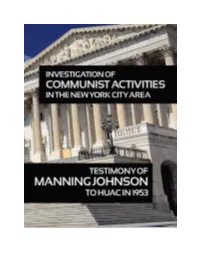 Testimony of Manning Johnson to HUAC in July 1953