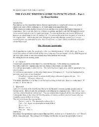 The Fan-Fic Writer's Guide to Punctuation