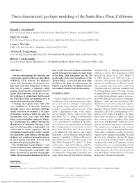 Three-Dimensional Geologic Modeling of the Santa Rosa Plain, California