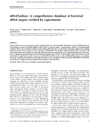 A Comprehensive Database of Bacterial Srna Targets Verified by Experiments