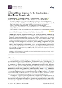 Artificial Heme Enzymes for the Construction of Gold-Based