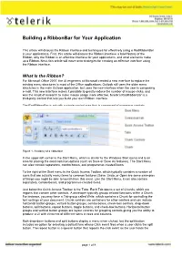 Building a Ribbonbar for Your Application