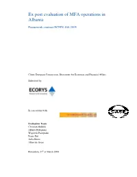 Ex Post Evaluation of MFA Operations in Albania