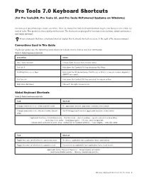 Pro Tools 7.0 Keyboard Shortcuts