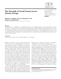 The Strength of Social Norms Across Human Groups