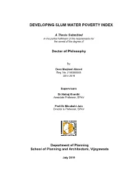 Developing Slum Water Poverty Index