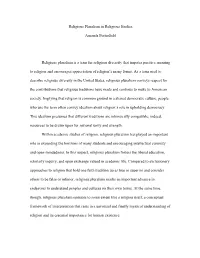 Religious Pluralism in Religious Studies