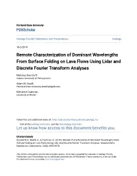 Remote Characterization of Dominant Wavelengths from Surface Folding on Lava Flows Using Lidar and Discrete Fourier Transform Analyses