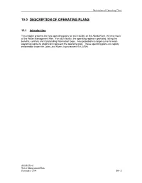 10.0 Description of Operating Plans