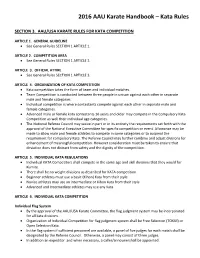 2016 AAU Karate Handbook – Kata Rules