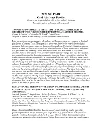 2020 SE PARC Oral Abstract Booklet Abstracts Are Listed Alphabetically by First Author’S Last Name