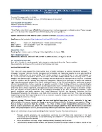 Advanced Ballet Technique (Majors) -- Daa 4210 Spring 2019