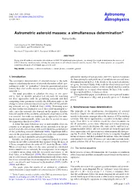 Astrometric Asteroid Masses: a Simultaneous Determination