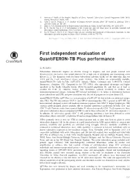 First Independent Evaluation of Quantiferon-TB Plus Performance