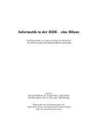 Informatik in Der DDR – Eine Bilanz