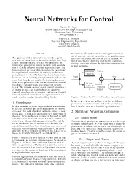 Neural Networks for Control