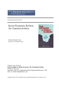 Soviet Economic Reform: the Transition Problem