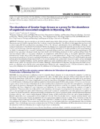 The Abundance of Greater Sage-Grouse As a Proxy for the Abundance of Sagebrush-Associated Songbirds in Wyoming, USA
