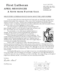 APRIL MESSENGER Firstlc@Live.Com Firstlcffmn.Com a NOTE from P ASTOR S AUL
