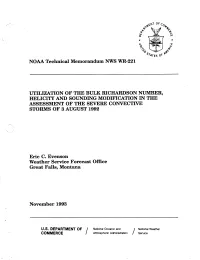 NOAA Technical Memorandum NWS WR-221 UTILIZATION of the BULK RICHARDSON NUMBER, HELICITY and SOUNDING MODIFICATION in the ASSESS