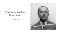 Procedural Content Generation