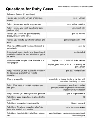 Questions for Ruby Gems