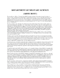 Department of Military Science (Army Rotc)