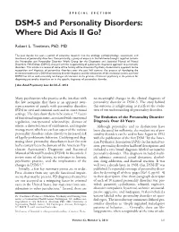 DSM-5 and Personality Disorders: Where Did Axis II Go?
