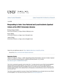 How National and Local Incidents Sparked Action at the UNLV University Libraries