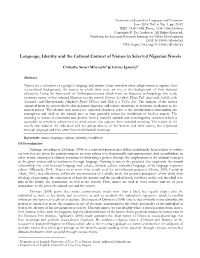 Language, Identity and the Cultural Context of Names in Selected Nigerian Novels