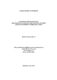 Learning for Excellence: Professional Learning for Learning Support