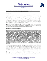 State Notes TOPICS of LEGISLATIVE INTEREST Spring 2020
