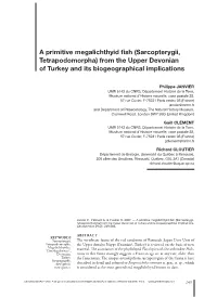 A Primitive Megalichthyid Fish (Sarcopterygii, Tetrapodomorpha)