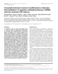 Crosstalk Between Histone Modifications Indicates That