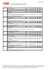 Sydney Program Guide