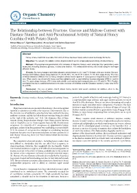 The Relationship Between Fructose, Glucose and Maltose Content With