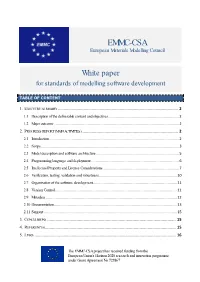 White Paper for Standards of Modelling Software Development