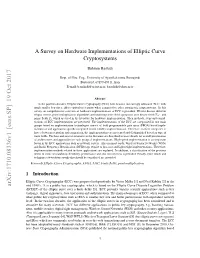 A Survey on Hardware Implementations of Elliptic Curve Cryptosystems