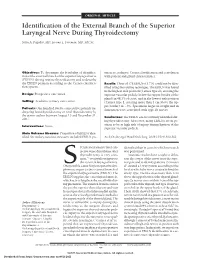 Identification of the External Branch of the Superior Laryngeal Nerve During Thyroidectomy