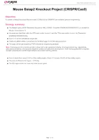 Mouse Baiap2 Knockout Project (CRISPR/Cas9)