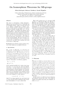 On Isomorphism Theorems for MI-Groups