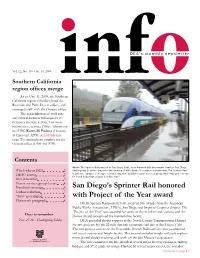 San Diego's Sprinter Rail Honored with Project of the Year Award